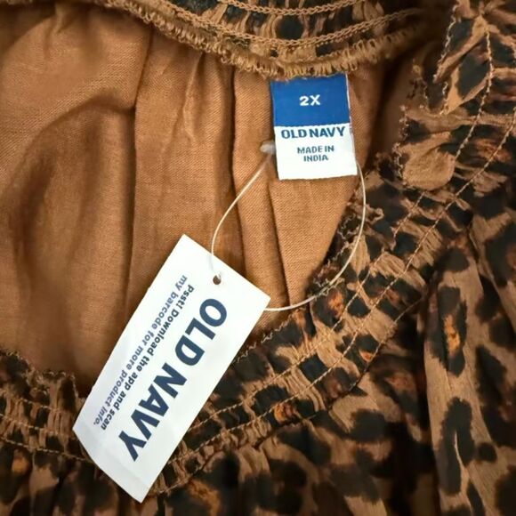 OLD NAVY Romantic Animal Print Cheetah Chiffon Mini Dress elastic waist 2X - Picture 8 of 9